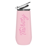Script 'Thirsty' Design Pink-Finish Stainless-Steel Champagne Tumblers (Set of 4)