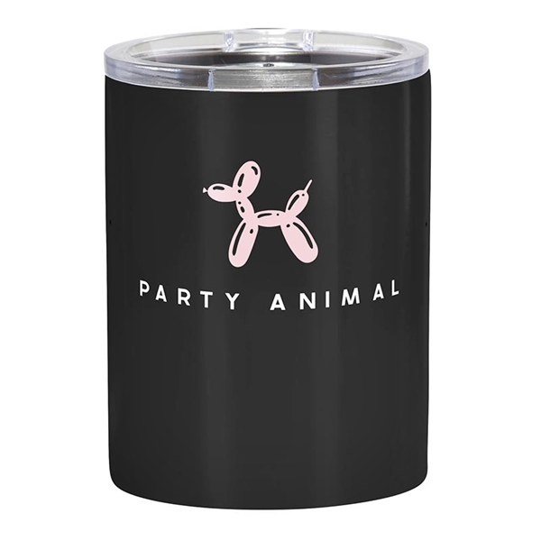 Party Animal Design Black-Finish Stainless-Steel Tumblers (Set of 4)
