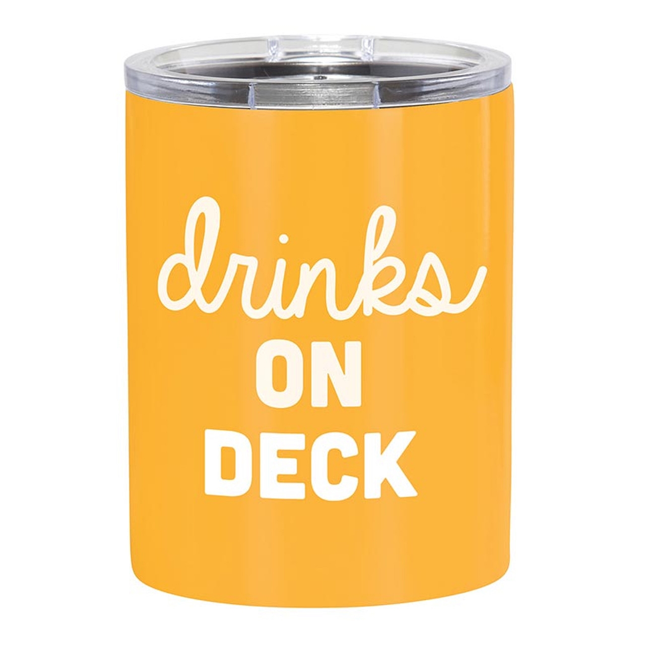 'Drinks on Deck' Design Orange-Finish Stainless-Steel Tumblers (Set of 4)