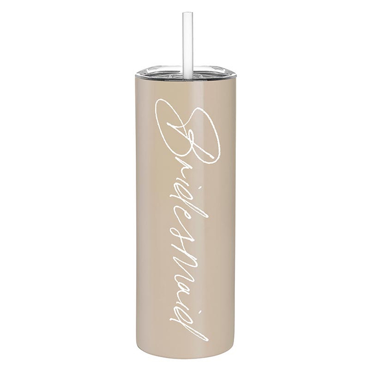 Boho Bridesmaid Design 12oz Beige-Stainless-Steel Skinny Tumblers (Set of 4)