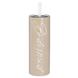 Boho Bridesmaid Design 12oz Beige-Stainless-Steel Skinny Tumblers (Set of 4)