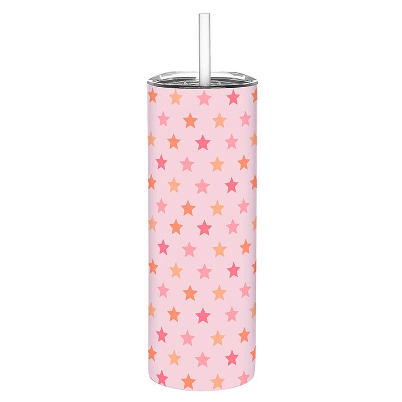 Sippin' Stars Motif Pink-Finish 20oz Stainless-Steel Skinny Tumblers (Set of 4)