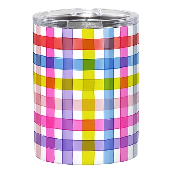 Multicolor Gingham Pattern Stainless-Steel Tumblers by Slant (Set of 4)