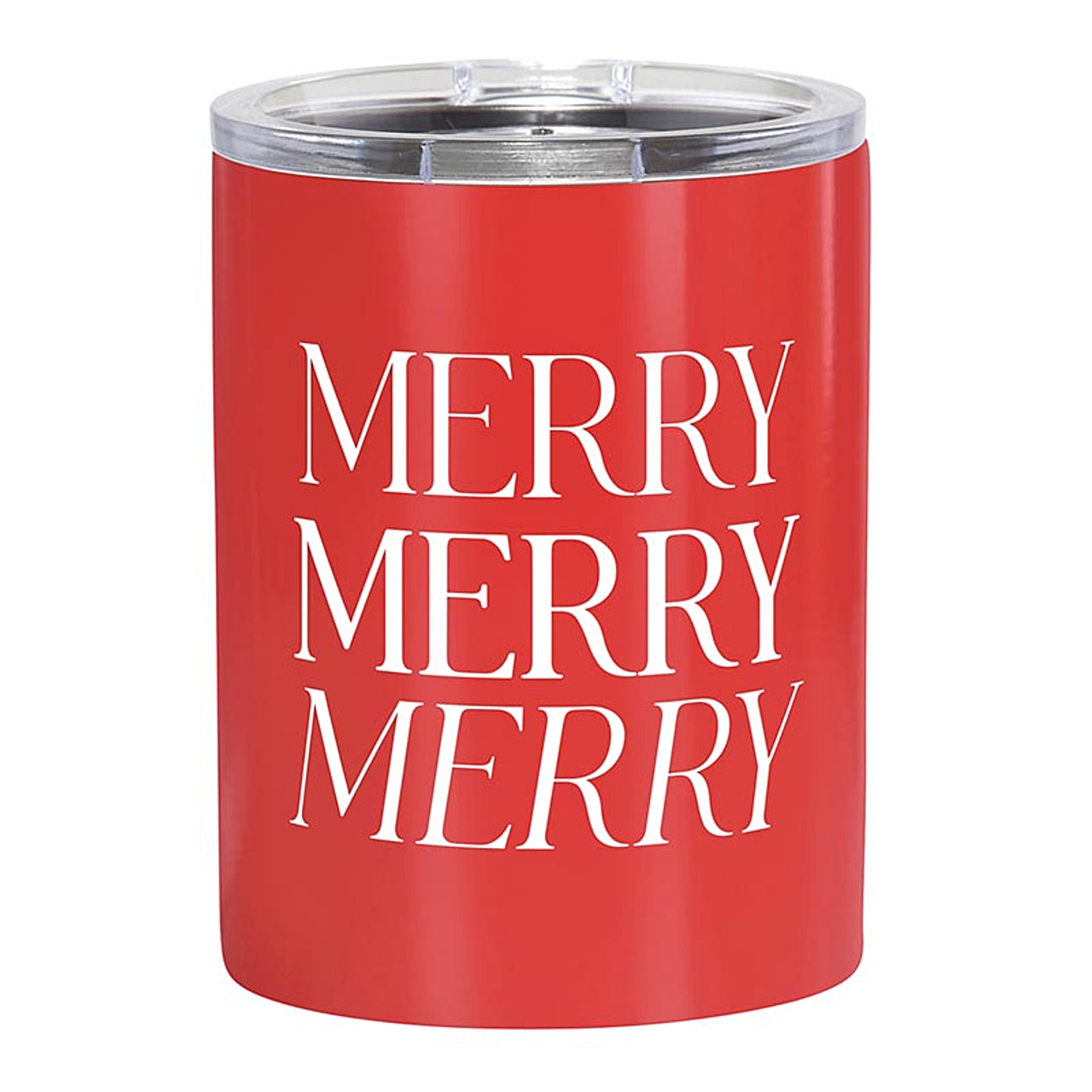 'MERRY MERRY MERRY' Graphic 12oz Red-Finish Stainless-Steel Tumblers (Set of 4)