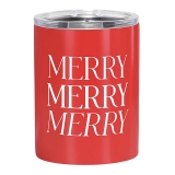 'MERRY MERRY MERRY' Graphic 12oz Red-Finish Stainless-Steel Tumblers (Set of 4)