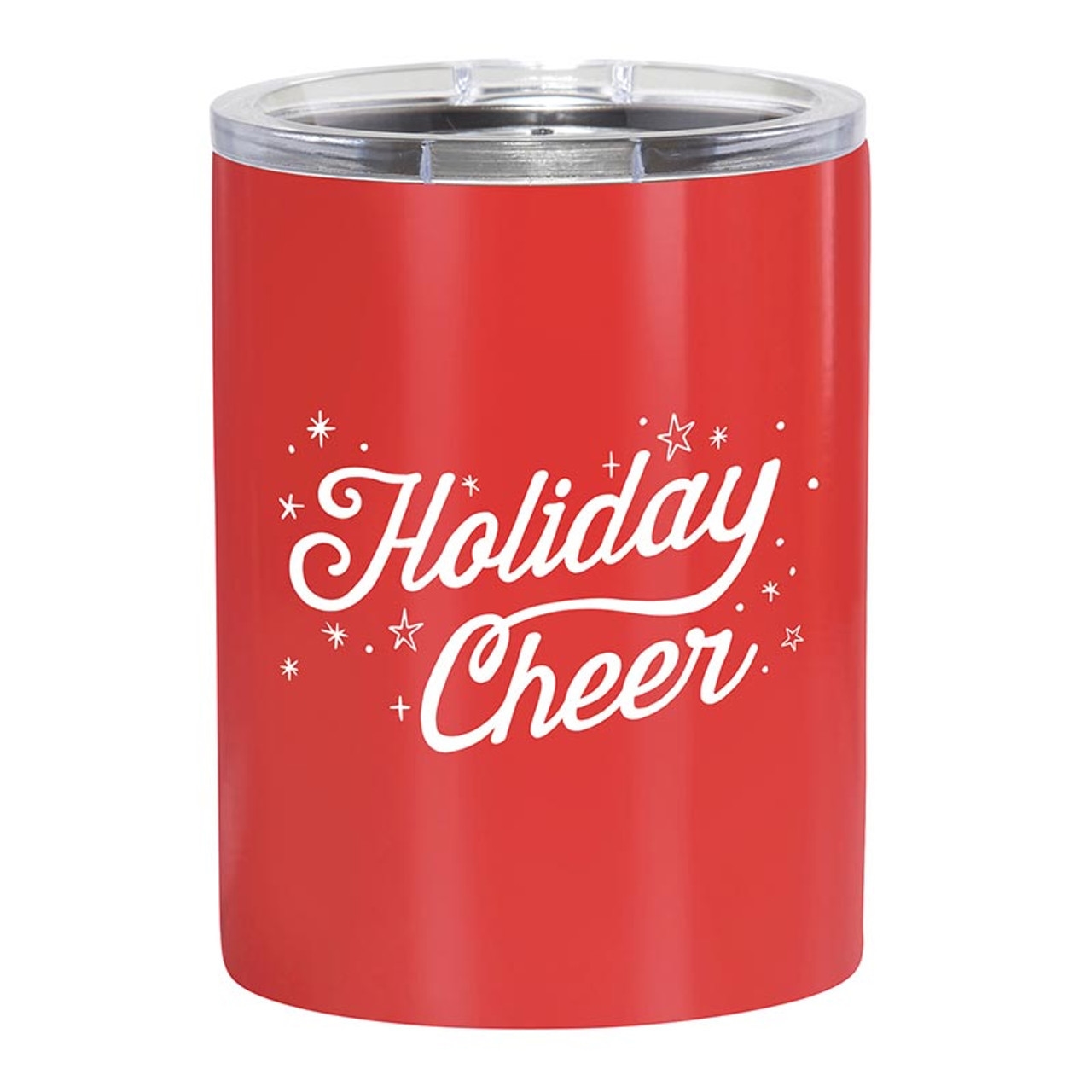 'Holiday Cheer' Design Red-Finish Stainless-Steel Tumblers (Set of 4)