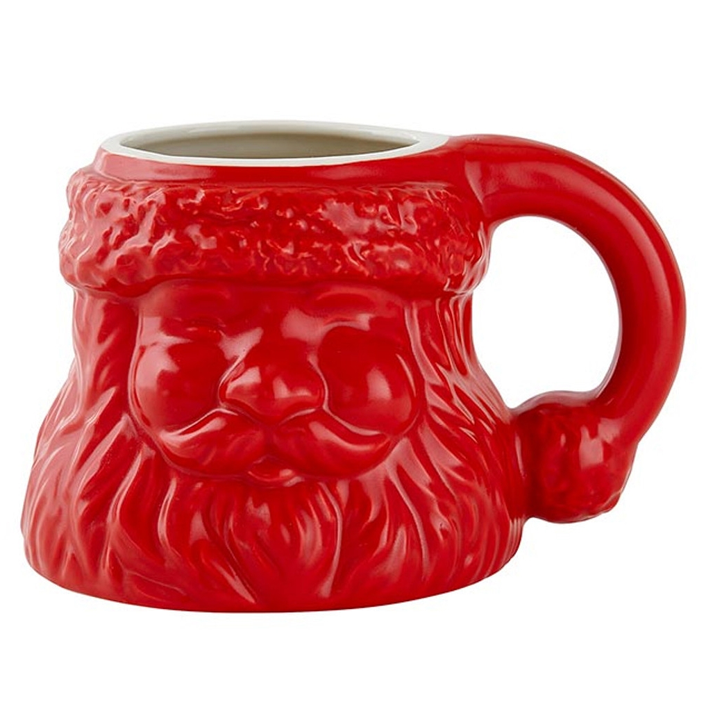 Ceramic Santa Face 15oz Mugs in Festive Holiday Red (Set of 4)