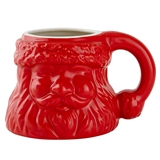 Ceramic Santa Face 15oz Mugs in Festive Holiday Red (Set of 4)