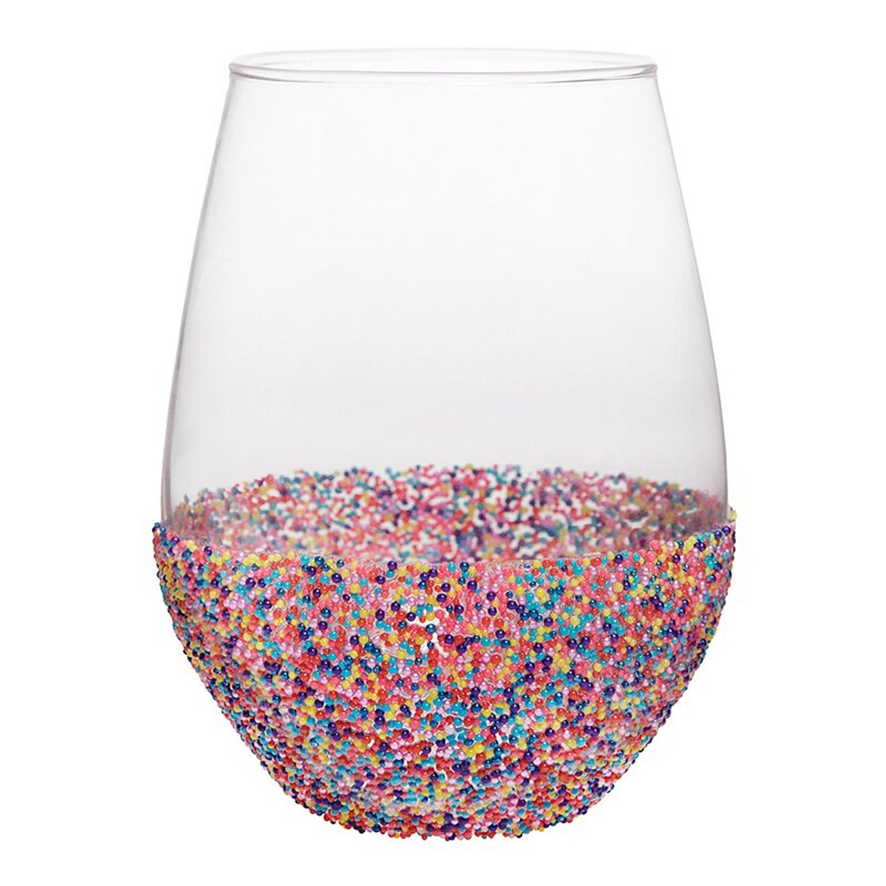Stylish 20oz Stemless Wine Glasses with Sprinkle Dip (Set of 6)