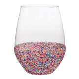Stylish 20oz Stemless Wine Glasses with Sprinkle Dip (Set of 6)