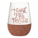 'Thank FULL for Friends' Graphic Stemless Wine Glasses with Sprinkles (Set of 6)