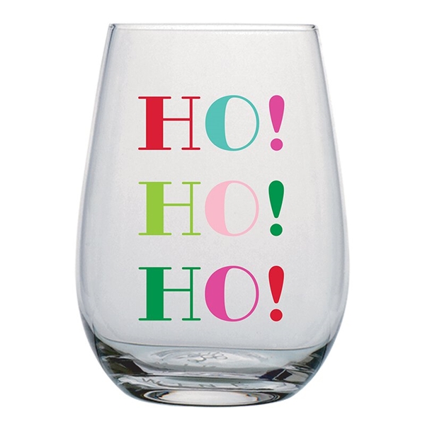 "Ho! Ho! Ho!" Design 20oz Stemless Wine Glasses (Set of 6)
