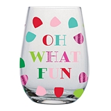 "Oh What Fun" 20oz Holidays Stemless Wine Glasses (Set of 6)