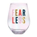 Jumbo 30oz Stemless Wine Glasses with FEARLESS Graphic (Set of 4)