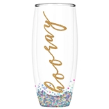 Gold-Foil Script 'Hooray' Design Double-Wall Champagne Glasses (Set of 6)