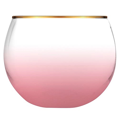 Gold-Rimmed Blush Pink Roly Poly Cocktail Glasses by Slant (Set of 4)
