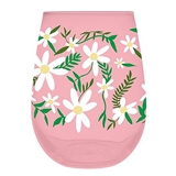 Delightful Daisies Design 20oz Pink Stemless Wine Glasses (Set of 4)