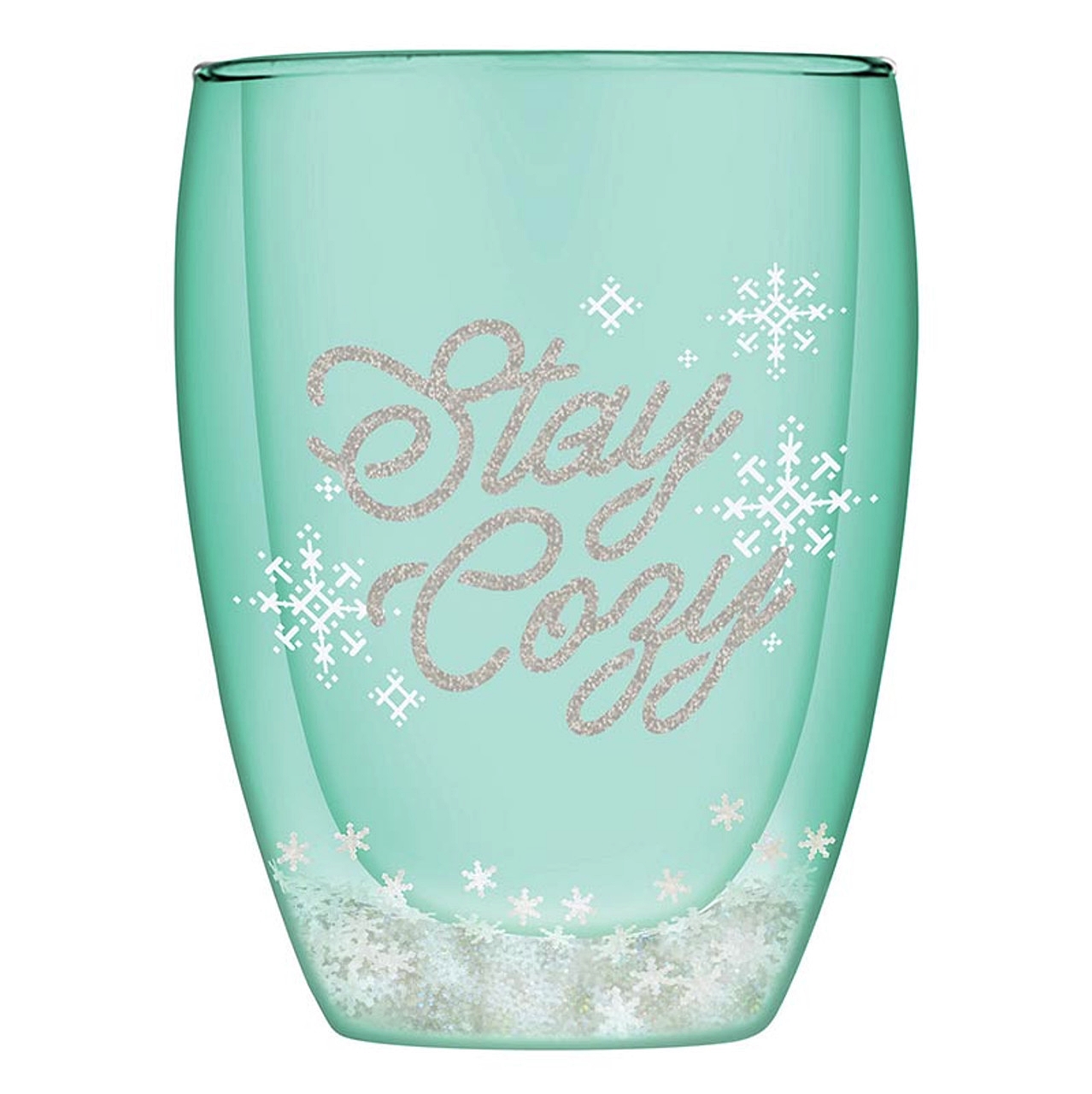 Stay Cozy Graphic with Snowflake Confetti Double-Wall Stemless Glasses (Set of 4)