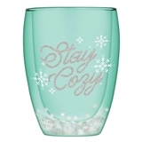 Stay Cozy Graphic with Snowflake Confetti Double-Wall Stemless Glasses (Set of 4)