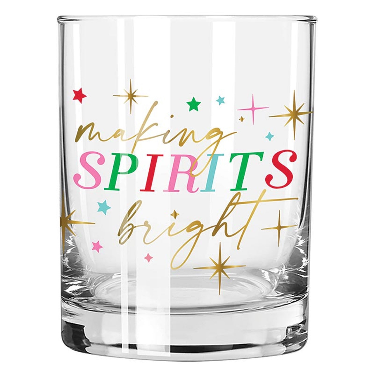 Making Spirits Bright Design 12oz Double Old-Fashioned (DOF) Glasses (Set of 6)