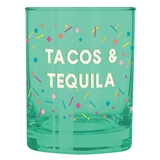 'Tacos & Tequila' Design 12oz Double Old-Fashioned (DOF) Glasses (Set of 6)