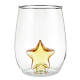 16oz Stemless Wine Glasses with 3D Gold Star Figurine (Set of 4)
