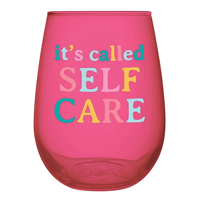Sassy 'It's Called Self-Care' Graphic 20oz Hot Pink Stemless Wine Glasses (Set of 6)