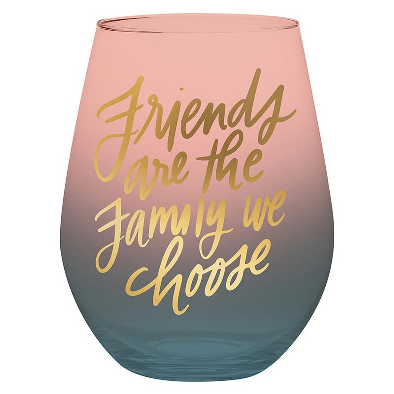 Jumbo 'Friends Are the Family We Choose' Graphic Stemless Wine Glasses (Set of 4)