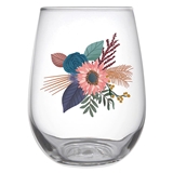 Festive Fall Bouquet Design 20oz Stemless Wine Glasses (Set of 4)