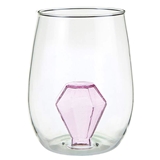 16oz Stemless Wine Glasses with 3D Diamond Figurine (Set of 6)