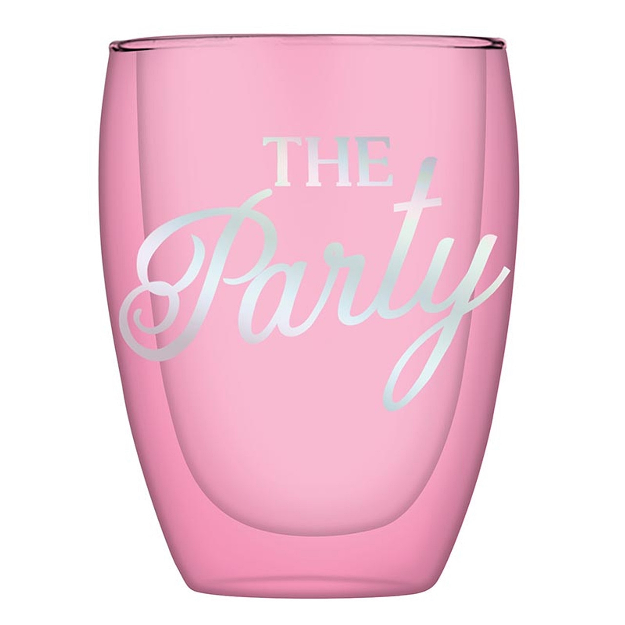 The Party Design Pink-Colored 10oz Double-Wall Stemless Wine Glasses (Set of 6)