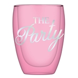 The Party Design Pink-Colored 10oz Double-Wall Stemless Wine Glasses (Set of 6)