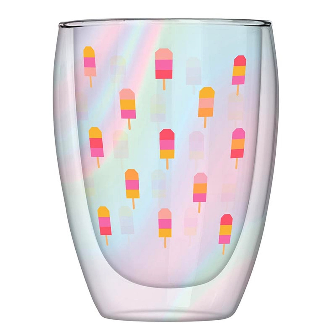 Ice Cream Popsicles Motif 10oz Double-Wall Stemless Cocktail Glasses (Set of 6)