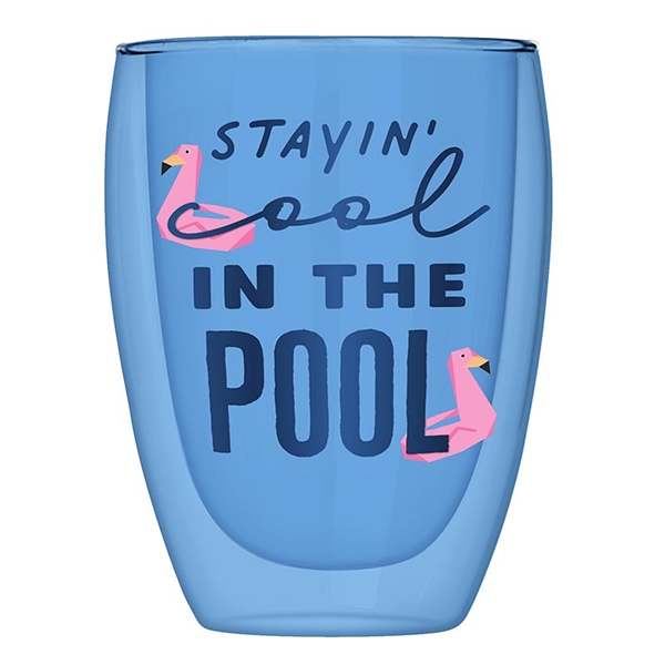 Stayin' Cool in the Pool Double-Wall Stemless Glass Tumblers (Set of 6)