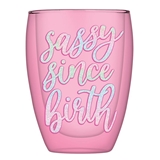 Glitter 'Sassy Since Birth' Graphic 10oz Double-Wall Stemless Glasses (Set of 4)