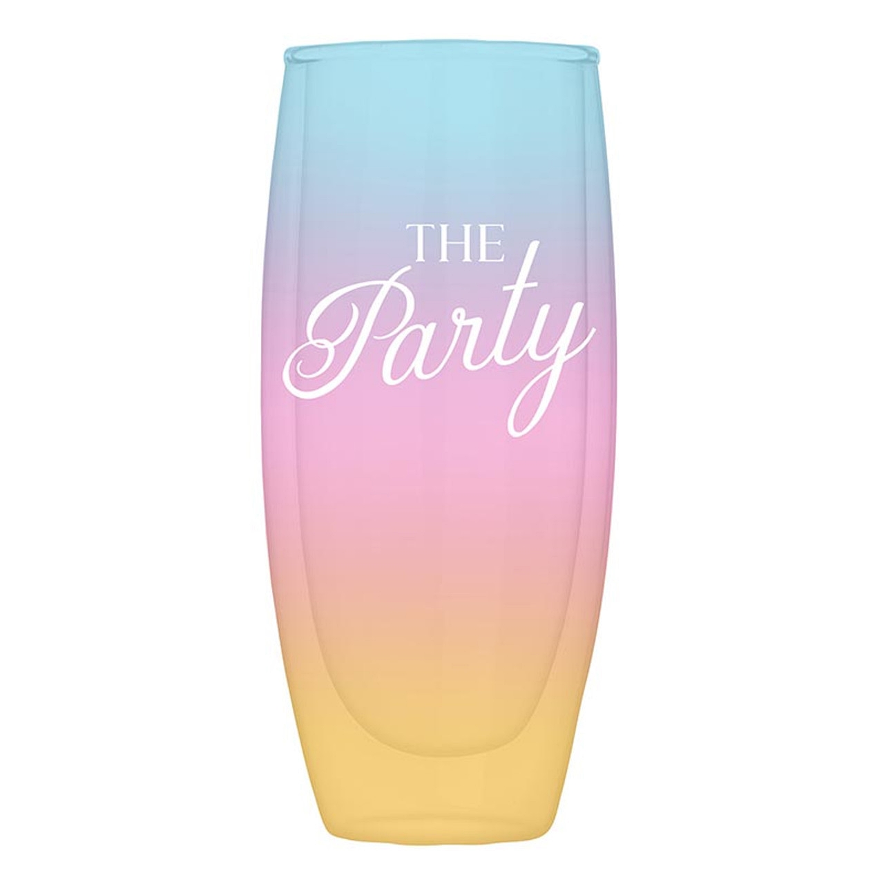 Retro 'The Party' Graphic Double-Wall Champagne Glasses (Set of 6)