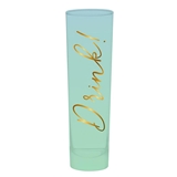 Gold-Foil Script 'Drink!' Design Mint-Colored Tall Champagne Glasses (Set of 6)