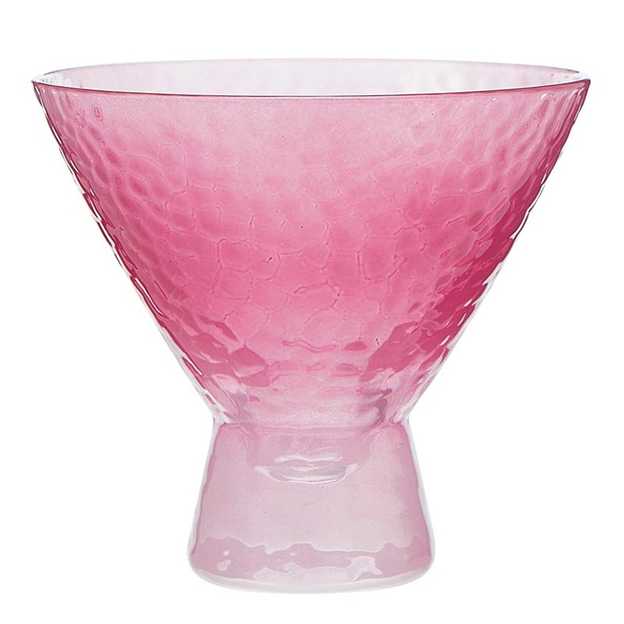 Hammered-Finish Red-Pink Ombre-Colored 8oz Martini Glasses (Set of 6)