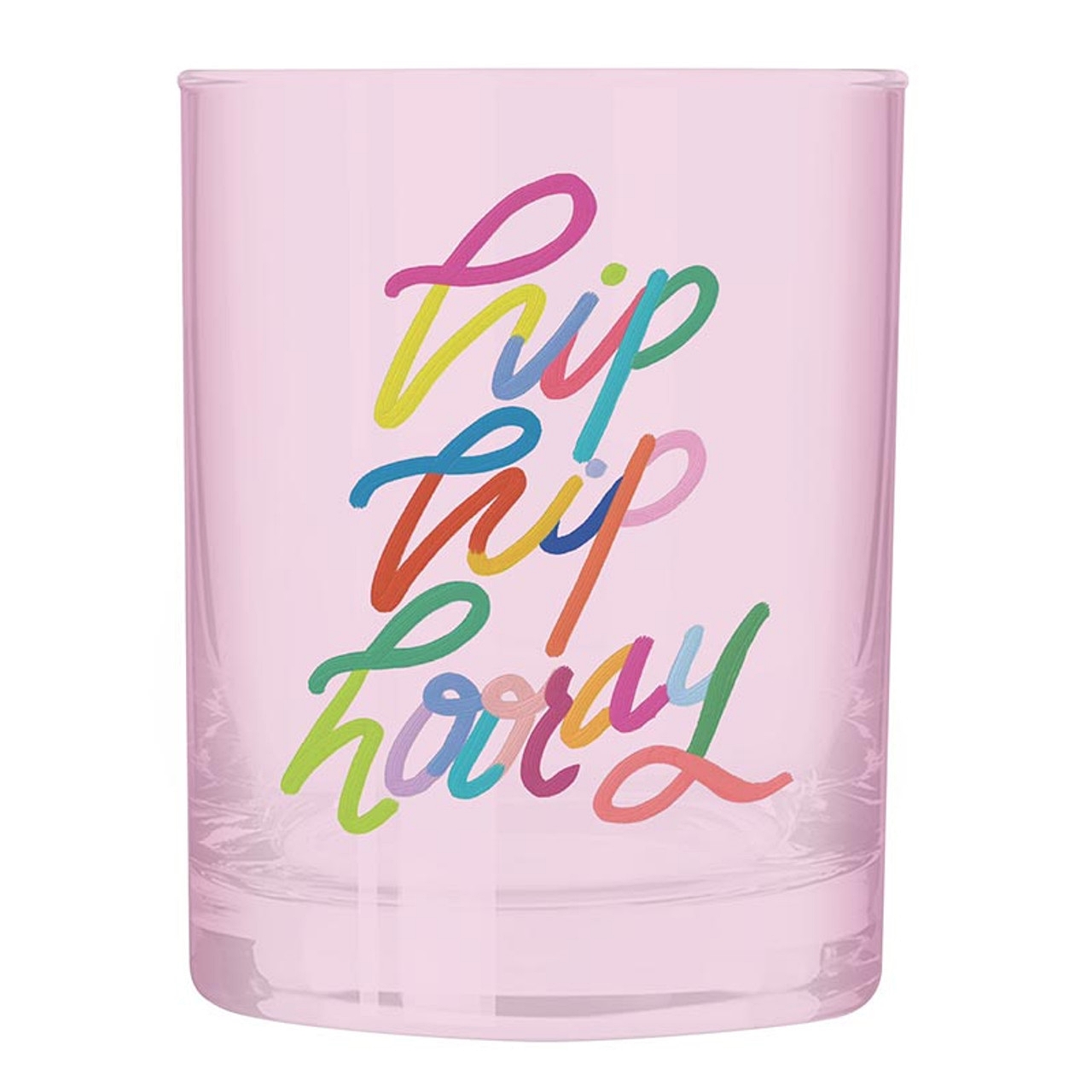 Retro 'Hip Hip Hooray' Graphic Pink Double Old-Fashioned (DOF) Glasses (Set of 6)