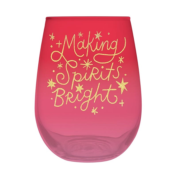 "Making Spirits Bright" 20oz Stemless Wine Glasses (Set of 6)