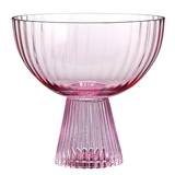 Art Deco-Inspired Light-Dark Pink Ombre-Colored Beveled Coupe Glasses (Set of 6)