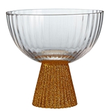 Art Deco-Inspired 7oz Beveled Coupe Glasses with Gold Glitter Stems (Set of 4)
