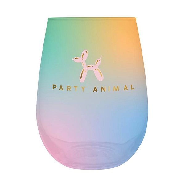 Party Animal Design 20oz Iridescent Stemless Wine Glasses (Set of 6)