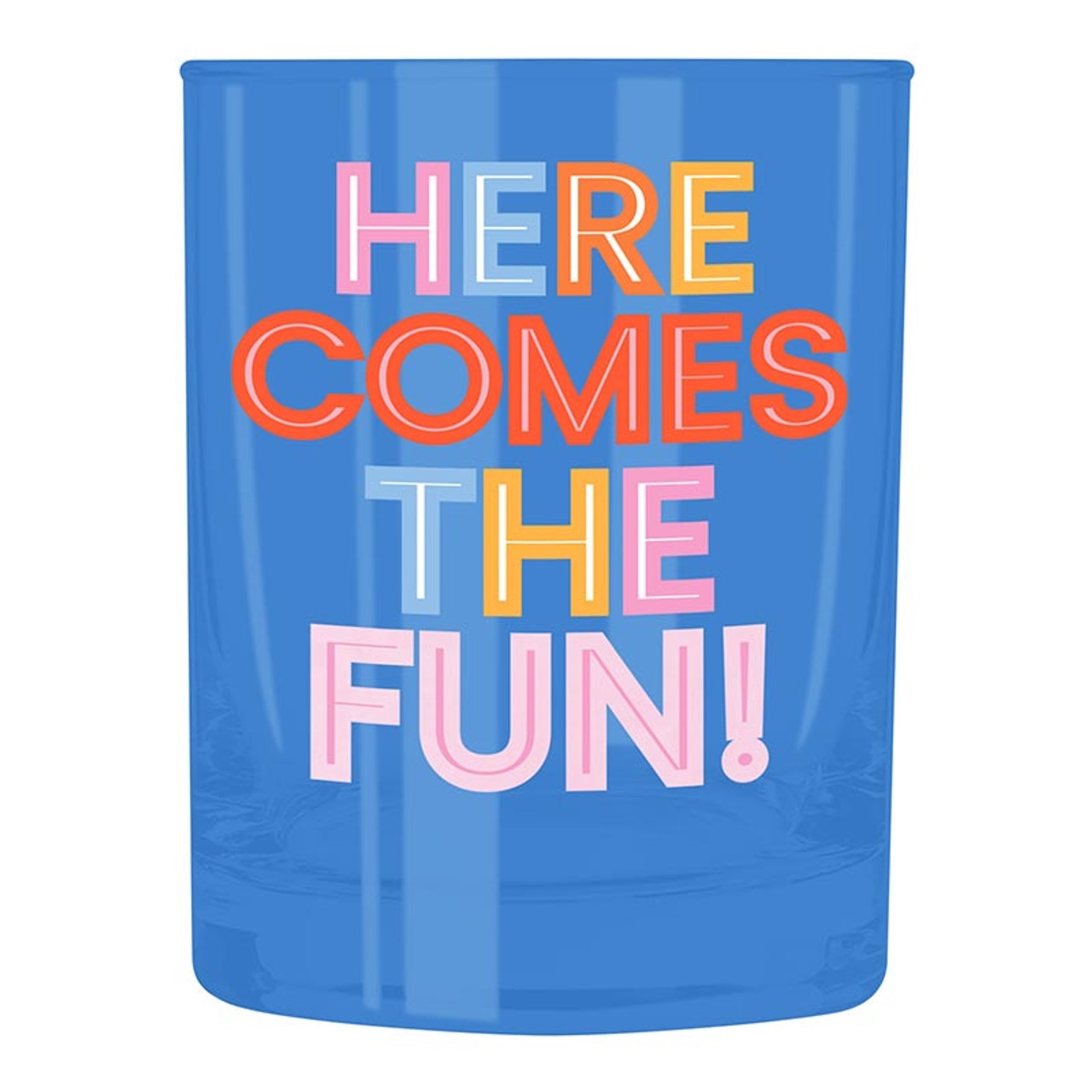 'Here Comes the Fun!' Design 12oz Double Old-Fashioned (DOF) Glasses (Set of 6)