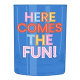 'Here Comes the Fun!' Design 12oz Double Old-Fashioned (DOF) Glasses (Set of 6)