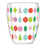 Christmas Ornaments Pattern Double-Wall Stemless Glasses (Set of 6)