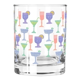 Repeating Cocktails Pattern 12oz Double Old-Fashioned (DOF) Glasses (Set of 6)