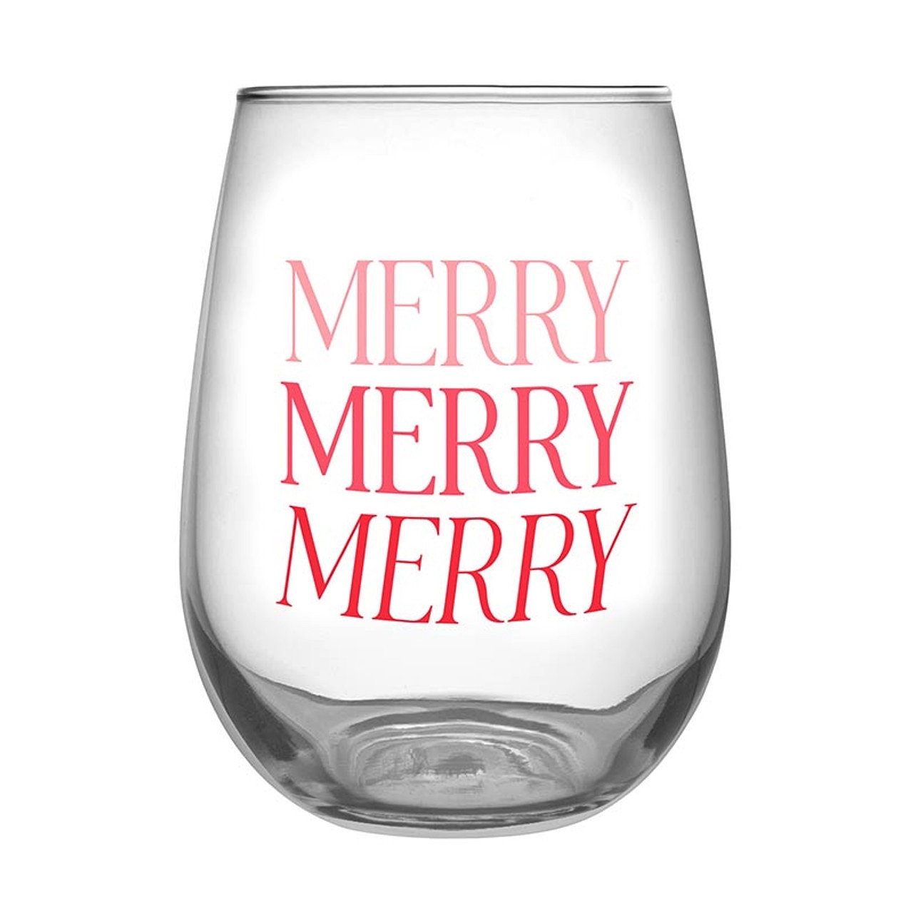 'Merry Merry Merry' Design 20oz Stemless Wine Glasses (Set of 6)