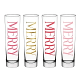 'MERRY MERRY MERRY MERRY' Graphic 8oz Tall Champagne Glasses (Set of 16)
