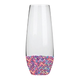 Fun 10oz Stemless Champagne Glasses with Sprinkles Dip (Set of 6)